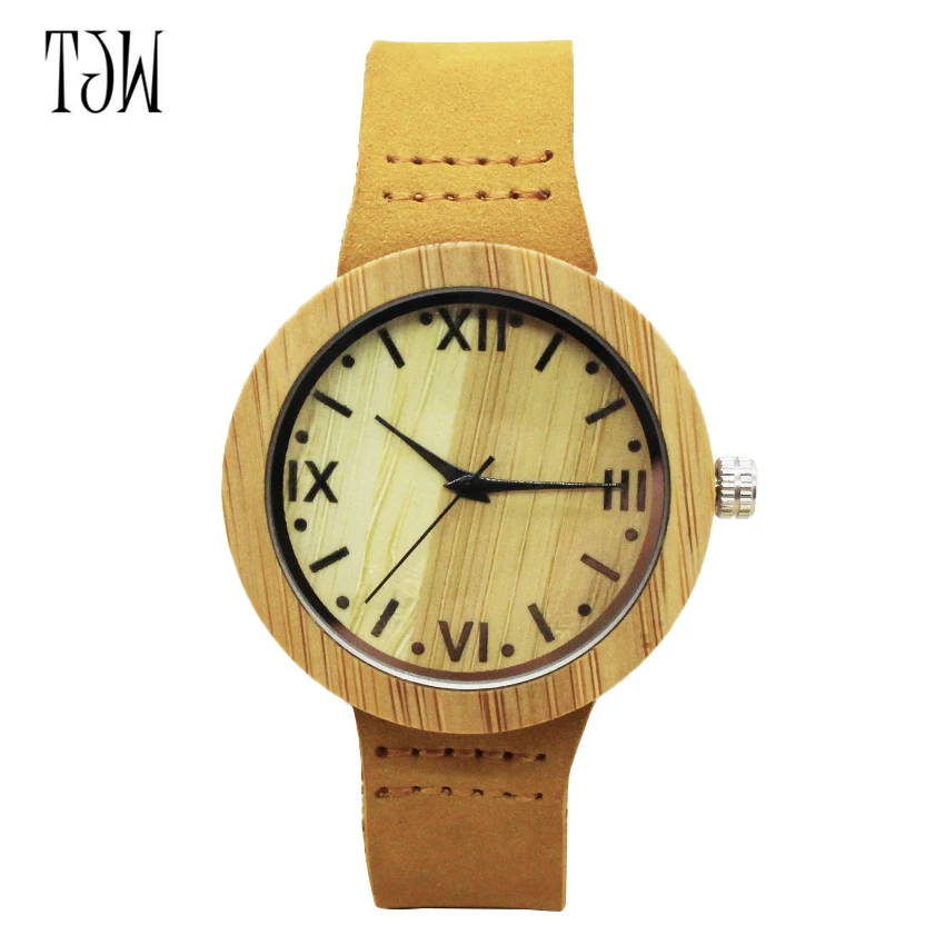 

TJWHot Selling Fashion Wood Watch Natrual Bamboo Wrist Watch Men Clock Women Gift