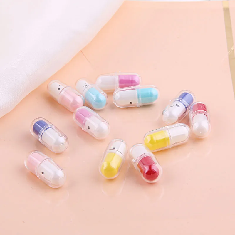 

10pcs Smiley Face Capsule Pendants Charms Smile Pill Resin Capsule Charms Colorful Mixed Jewelry DIY Accessories 10*24mm FX041