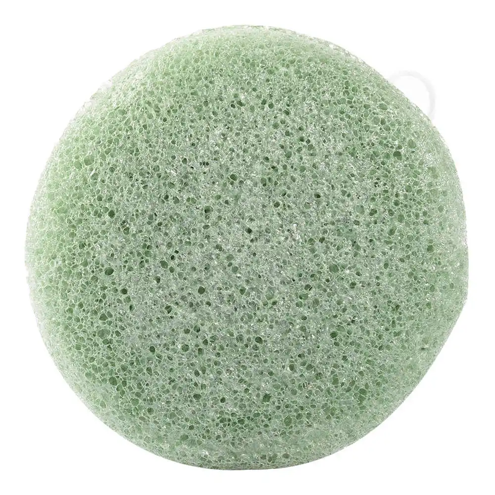 Fulljion 1pcs Konjac Cosmetic Puff Round Shape Face Wash Natural Facial Cleanser Plant Cotton Bamboo Charcoal Wet Sponge Makeup - Color: green