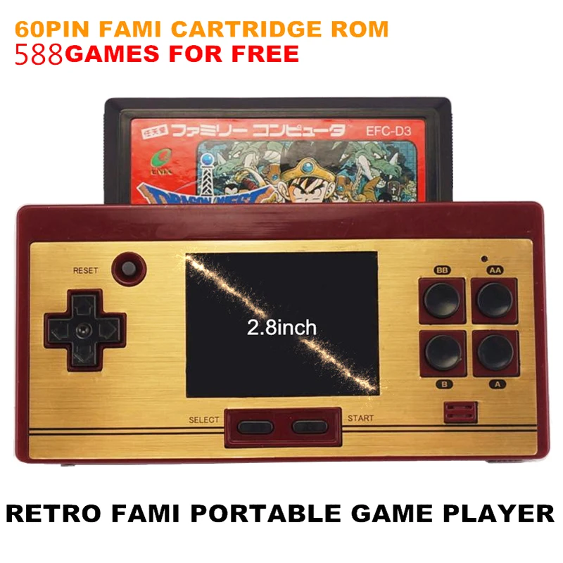 

Retro 8bit Dendy Portable Handheld Game player with 588in1 games for free/play 60P game cartridge JP version/TV out/2.8inch LCD