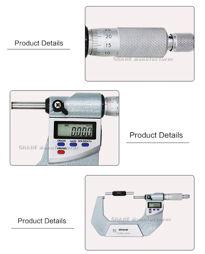 SHAHE IP65 цифровой штангенциркуль микрометр 75-100 мм Микрометр цифровой 0,001 мм