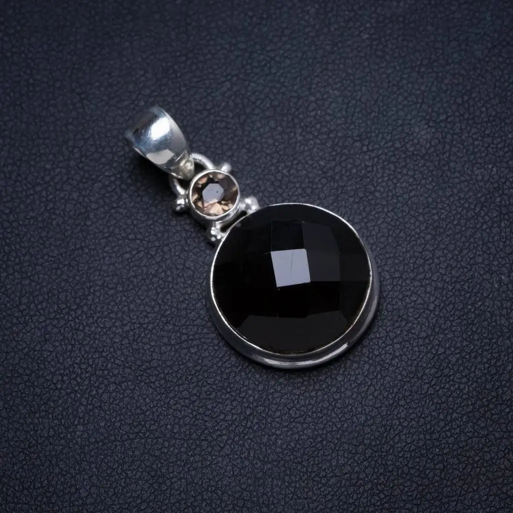 

Natural Smoky Quartz Handmade Unique 925 Sterling Silver Pendant 1.25" X0405