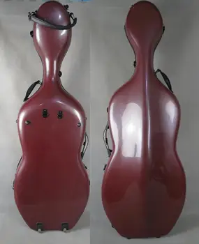 

1pcs red carbon fiber composite material cello case 4/4 with wheels