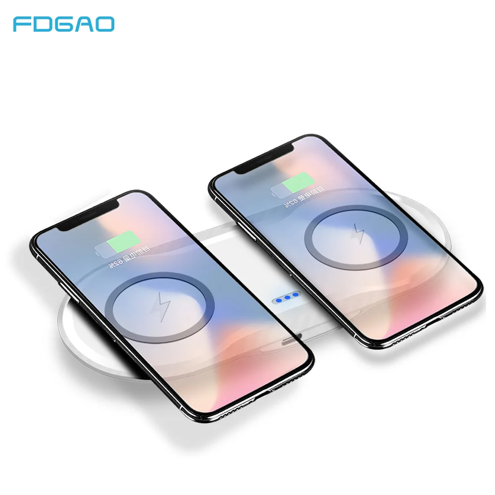 

FDGAO 5W QI wireless charger pad 2in1 for iPhone X XR XS Samsung Galaxy S9 Plus Note 8 9 Dual QI Induction Charging Device