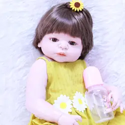 55 см полный Средства ухода за кожей силикона Reborn Baby Doll Игрушечные лошадки 22 дюймов Bebe девушка принцесса для малышей Куклы купаться игрушка