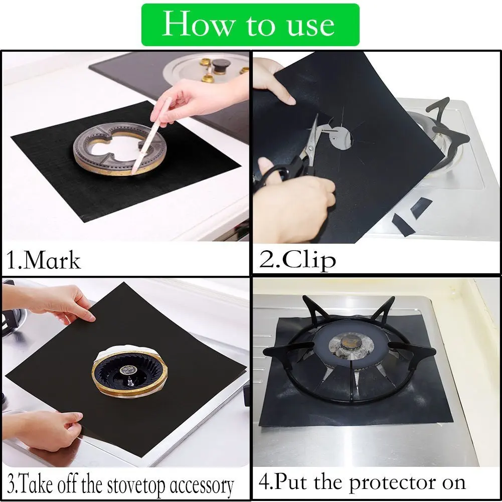 2 шт многоразовые газовые протекторы для плиты антипригарная плита защитная крышка из фольги горелка Водонепроницаемая Чистящая прокладка для газовой плиты