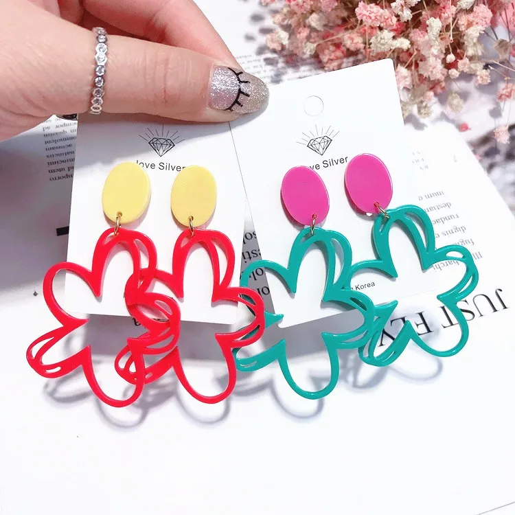 acrylic flower earring Hypoallergenic fadeless alloy fashion jewelry stud earrings for women girl  gift