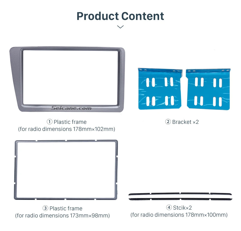 Seicane Silver Grey Двойной Дин Радио кадров Комплект для Honda Civic RHD стерео Интерфейс CD отделкой в тире ободок