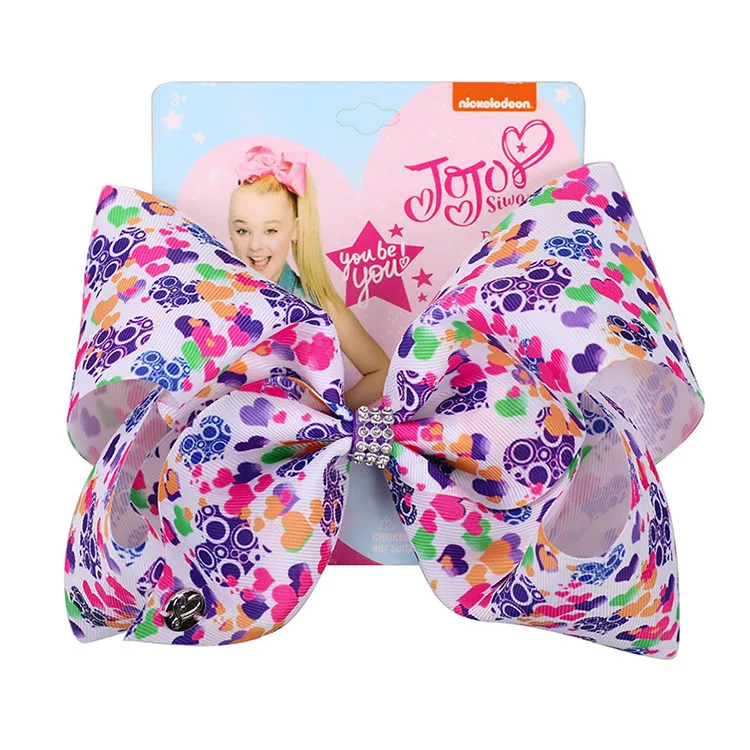 Jojo Siwa Grosgrain ленты большой 8 дюймов банты для волос ручной работы с аллигатором клип узор красивый подарок для детей головные уборы для девушек - Цвет: 16