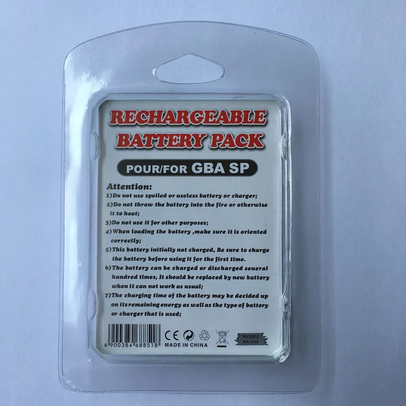 For Nintendo Gameboy Advance GBA SP BT-GH188 3.7V 800mAh Rechargeable Battery Power Pack Replacement with Tool & Retail Package For Nintendo Gameboy Advance GBA SP BT-GH188 3.7V 800mAh Rechargeable Battery Power Pack Replacement with Tool & Retail Package