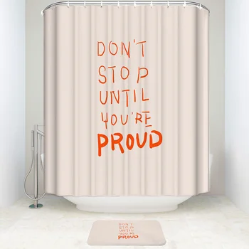 

Dont Stop Untill You Are Proud characters Shower Curtain and Mat Set, Mildew Resistant Fabric Bathroom Decorations Bath Curtains