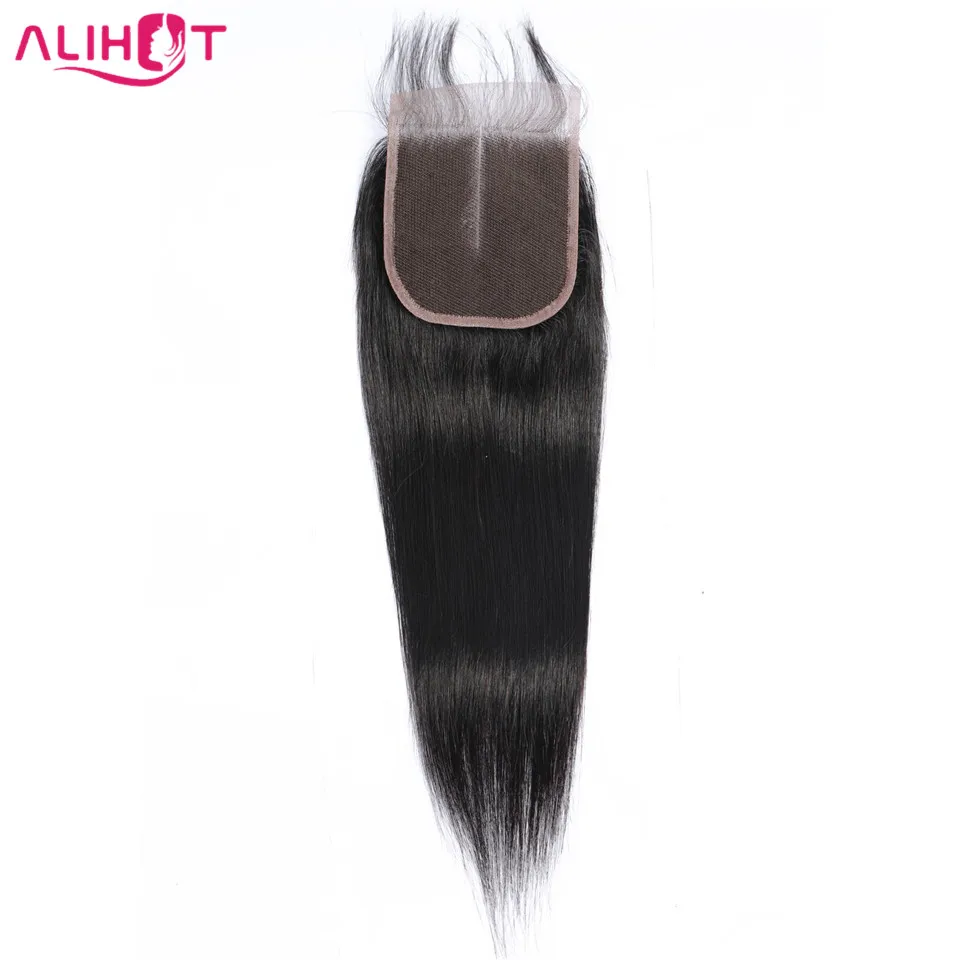 

Ali Hot Straight Lace Closure Natural Color 10-22 Inch Peruvian 4*4 Non Remy Human Hair Closure Free/Middle/Three Part