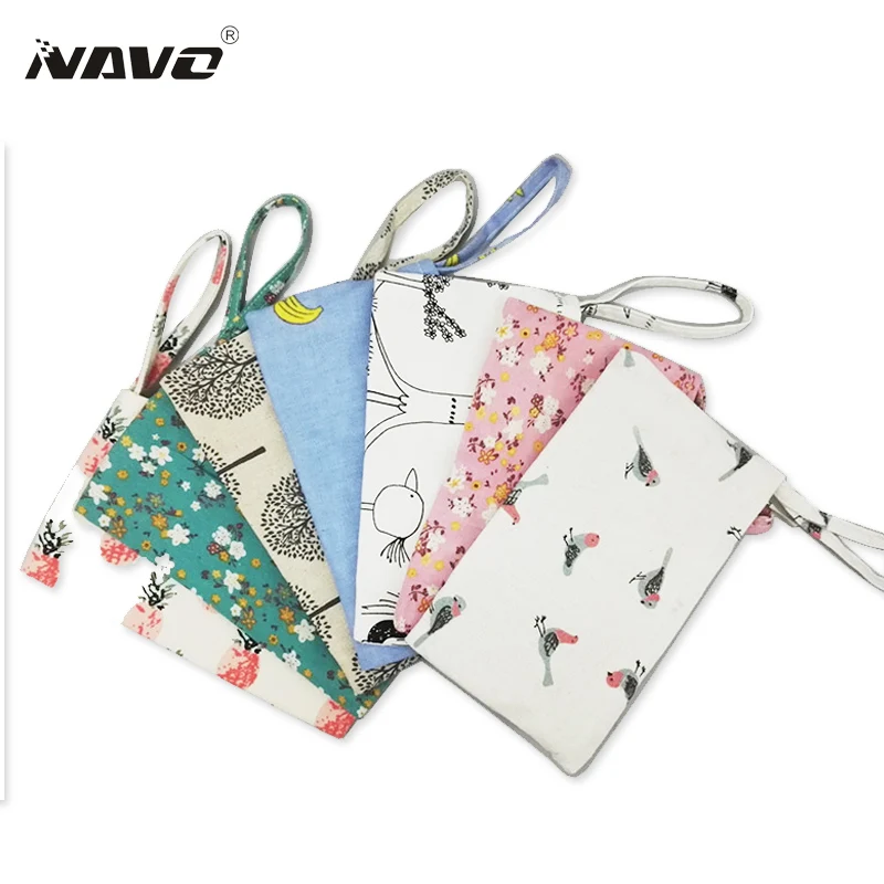 

Fresh Cute Coin Bag Casual Clutch Coin Purse Wallets Cotton Linen Cloth Mobile Phone Bag Portable Small Pouch Bag