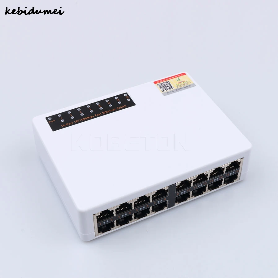 Профессиональный сетевой коммутатор Kebidumei 10/100 Мбит/с 16 портов Fast Ethernet LAN RJ45