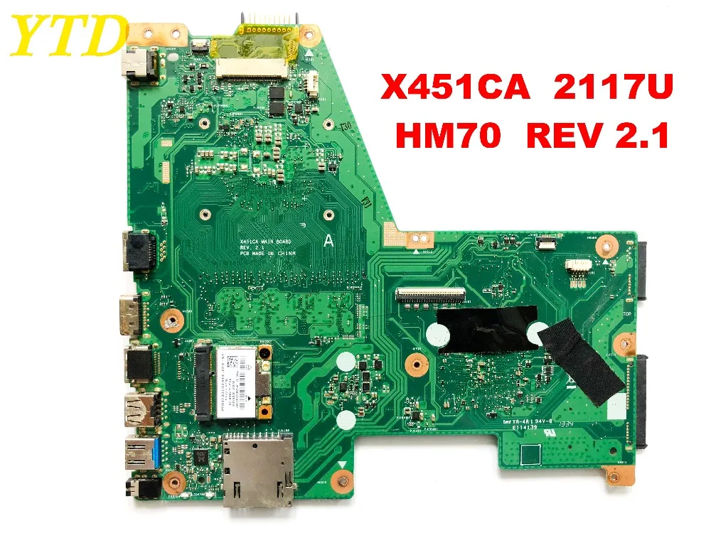 Оригинальная материнская плата для ноутбука ASUS X451CA 2117U HM70 REV 2 1 протестирована