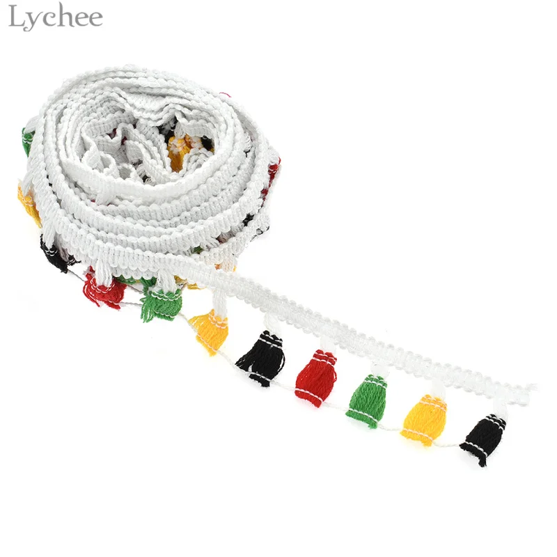Lychee Life 5 Yards Colorful Tassel Fringe Ribbon Trim Lace For Wedding Dress Accessories Garment DIY Applique Sewing | Дом и сад