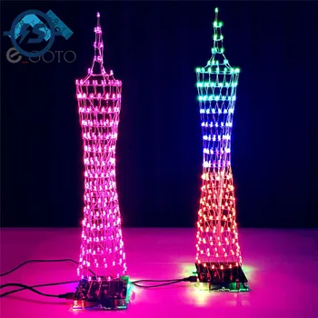

Colorful LED Tower Display Lamp Infrared Remote Control Electronic DIY Kits Music Spectrum Soldering Kits DIY Brain-training Toy