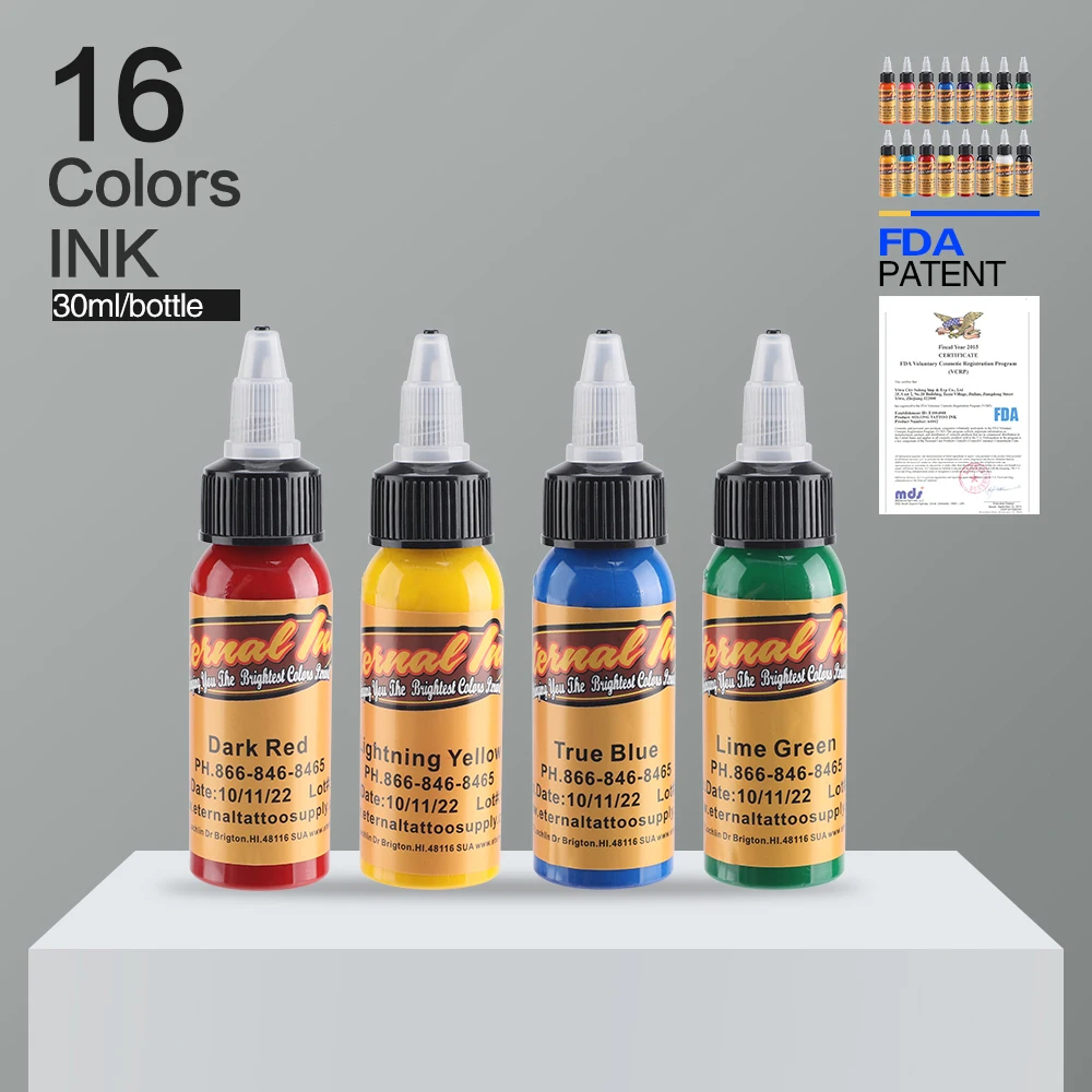 

2019 New Tattoo Art Ink 16PCS Permanent Eyebrow 30ml Bottle Body Ar