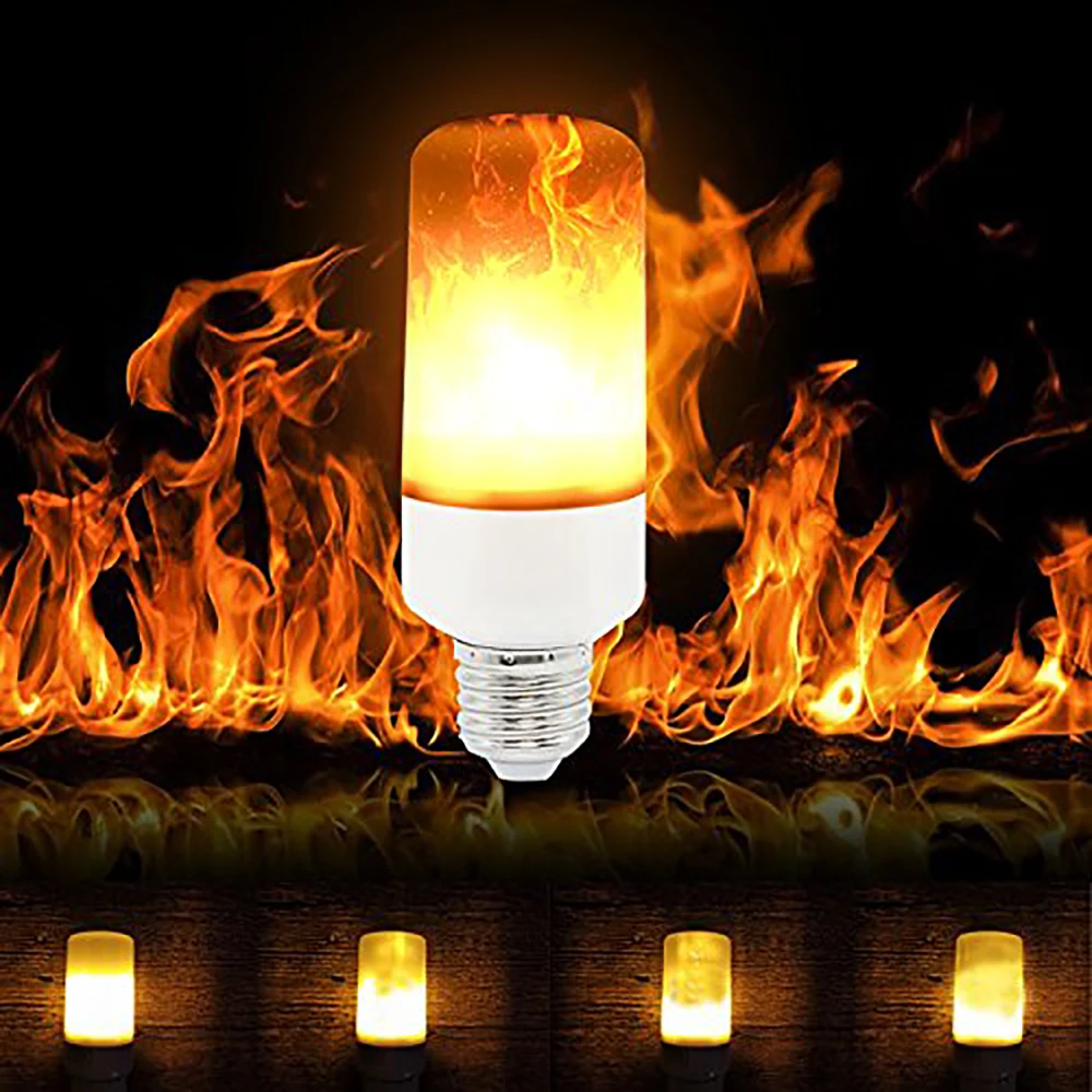 WERTIOO E27 2835 SMD Led Flame Effect Fire Light Bulbs 7W Flickering Emulation Vintage