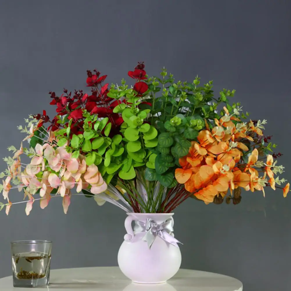 

1Pc Colored Artificial Eucalyptus Leaf Plant Garden Party Home Festival Decor Artificial Plants
