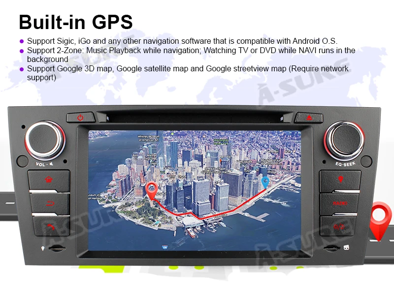 Top A-Sure 7" IPS Android 9.0 Car Auto Radio GPS DVD CD Player Navigation For BMW E90 E91 E92 E93 Navi 318 320 325 330 330 DAB+ 25