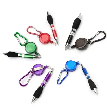 

Portable 5 pcs Retractable badge reel belt clip and carabiner Ball Point Pen