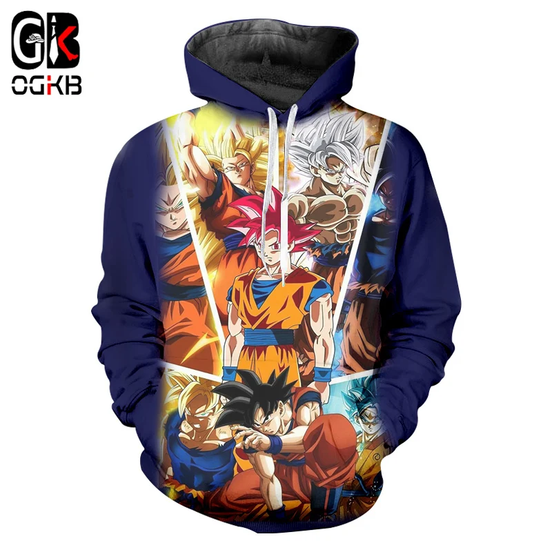 

OGKB Anime Hoody 2018 Fashion Cool Print Super Saiyan Goku Sun 3d Hoodies Sweatshirt Hooded Pullover Streetwear Jacket Unisex
