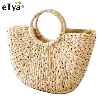 

eTya Handbags Women Bags Handmade Handbag Casual Female Totes Summer Beach Bags for Ladies Travel Shopping Straw Bag Handbags