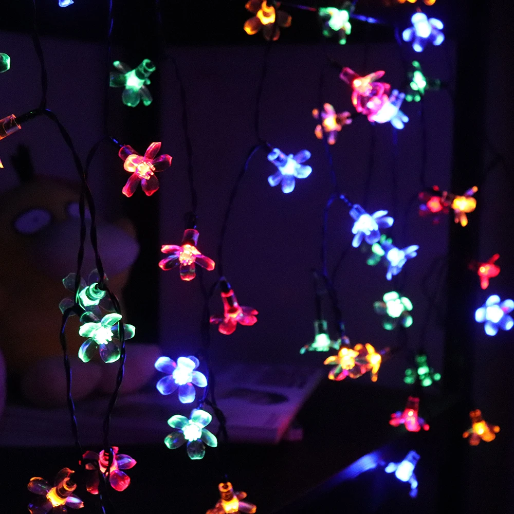 

7m Solar Powered LED Flower String Lights Outdoor Waterproof Wedding Garden Yard Decoration Solar Lawn Lamp Path Light