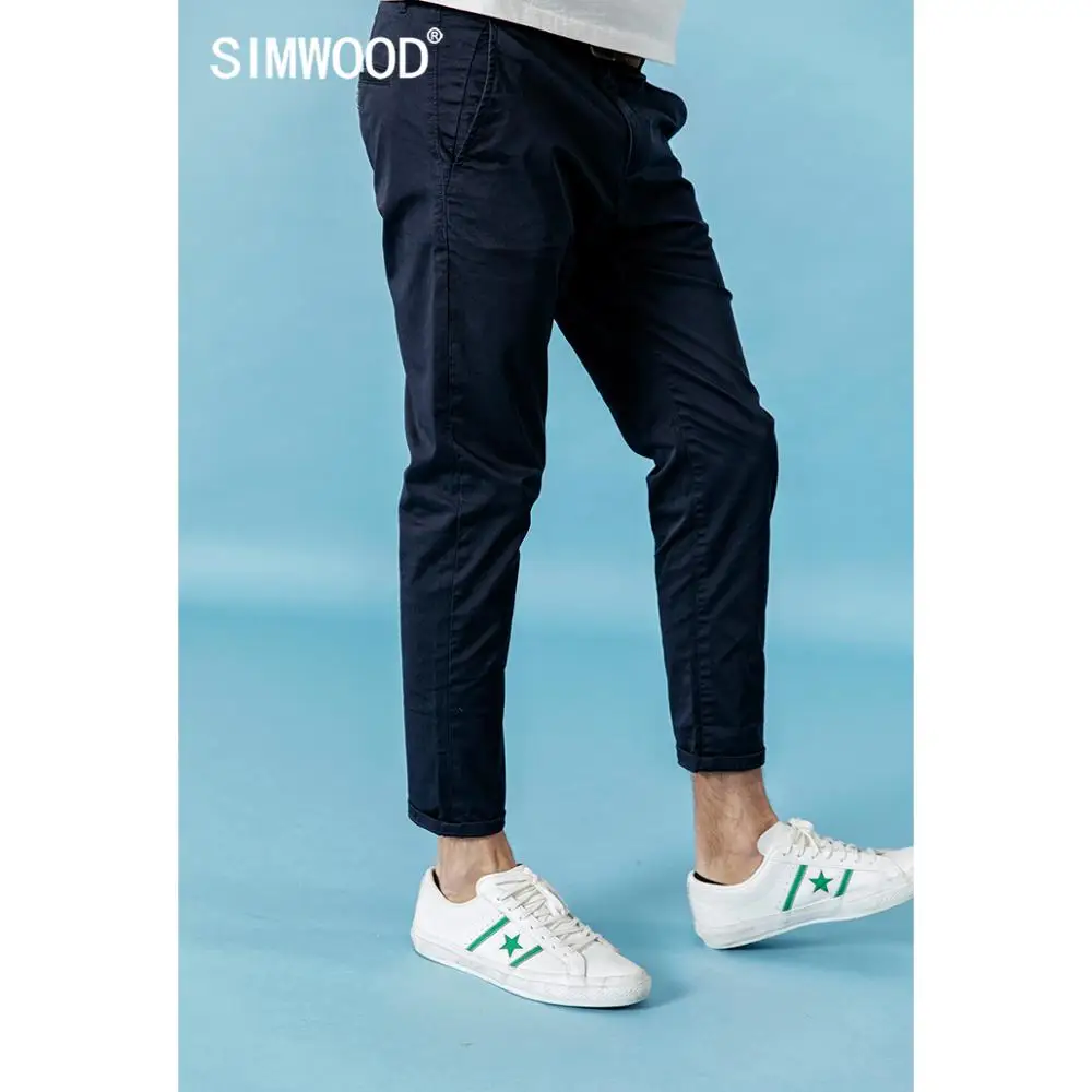 Мужские повседневные брюки SIMWOOD эластичные штаны длиной до щиколотки 2019 летние
