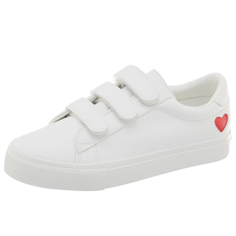 

Woman Leather Shoes 2019 Spring New Fashion Women Shoes Casual High Platform PU Leather Heart Women Casual White Shoes Sneakers