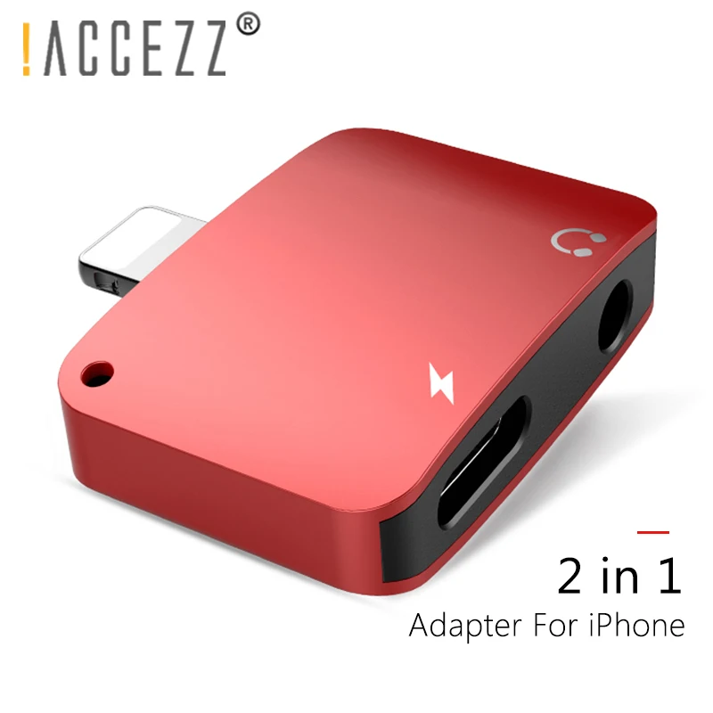 

!ACCEZZ For iphone X 8 7 Plus XS MAX XR Lighting to Audio Jack Adapter 3.5mm Headphone AUX Splitter Charging Listening Connecter