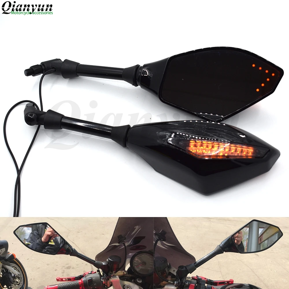 

Universal motorcycle LED turn signal rear view mirror turn signal indicator For Kawasaki Ninja ZX6 W800SE Versys650 ER-5 ZR750