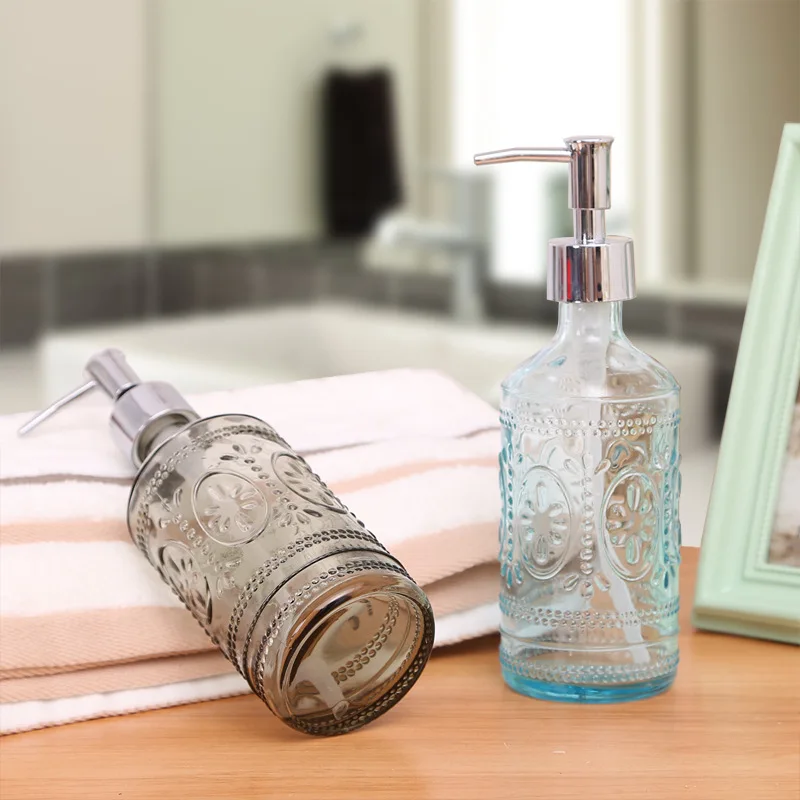 

1piece 300ML Latex Bottle Glass Hand Washing Liquid Bottle Hotel Soap Dispenser Emulsion Bathroom Accessories Gift