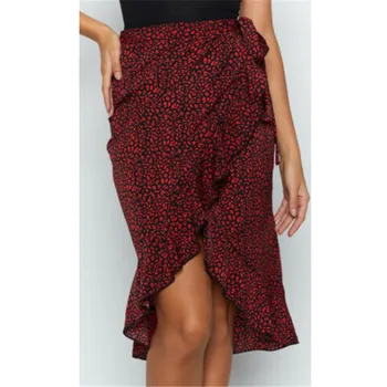 

New Fashion Womens Leopard High Waist Ruffles Sheath Emnpire Short Skirts Ladies Summer Casual Floral Printed Pencil Skirt