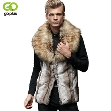 GOPLUS Весенняя Мужская меховая жилетка из искусственного кроличьего меха, Мужская Шуба с меховым воротником, Высококачественная Мужская куртка из кроличьего меха Casaco Pele fanso C4427
