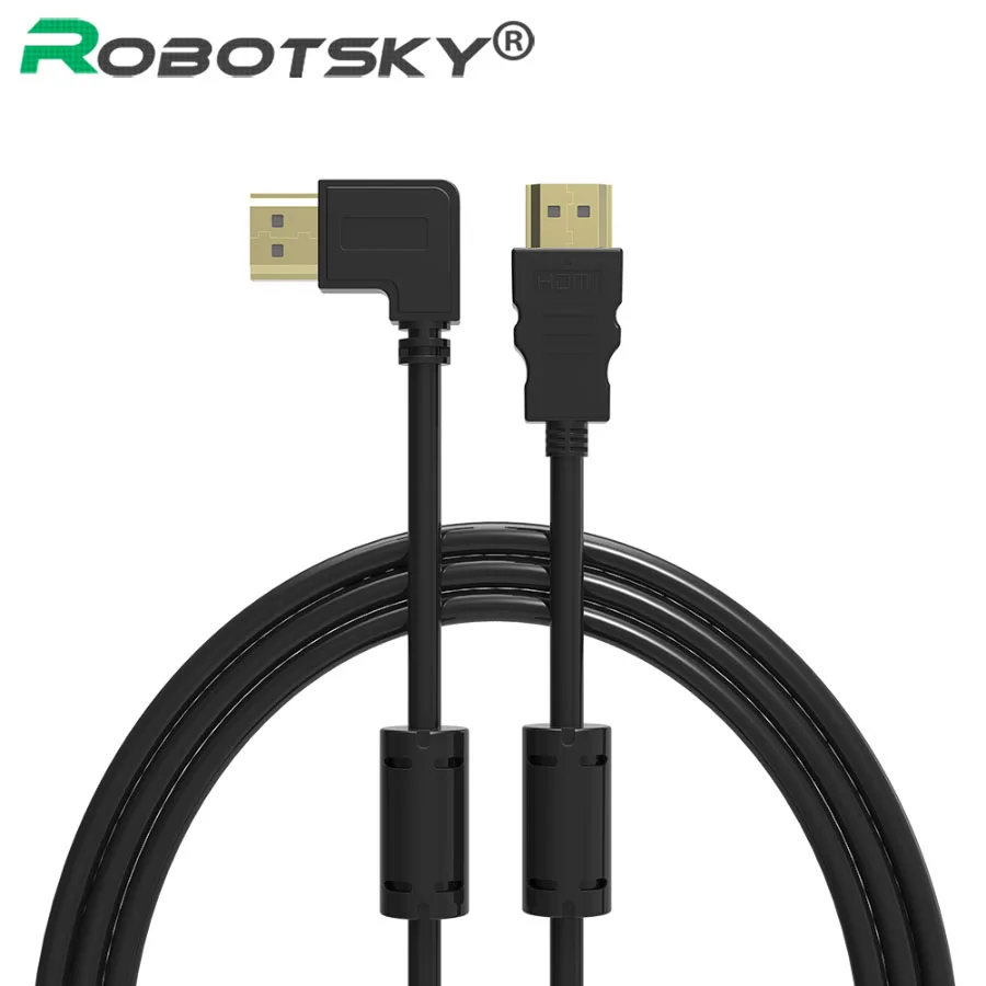 Robotsky HDMI Cable 1.5m 5ft Right Angle HDMI To HDMI Cabo Male To Male Video Cables For Laptop Projector Display Cable 3D 1080p