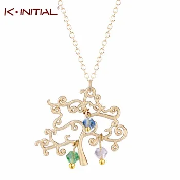 1Pcs Trendy Family Tree Necklace with Birthstones&Names Gold Silver Tree Pendant Mom /Grandma Necklace Pendant Mother
