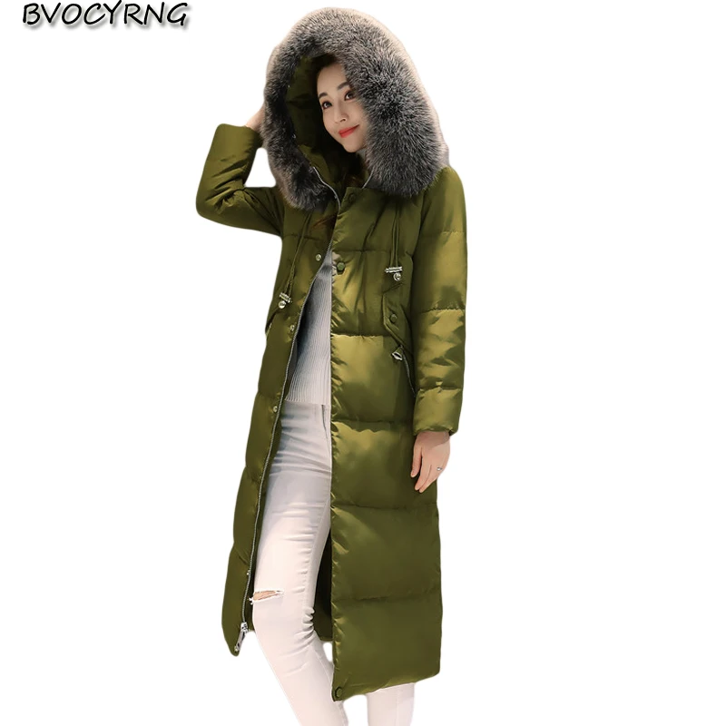 New Winter High Quality White Duck Down font b Women b font Coat Heavy Hair Collar