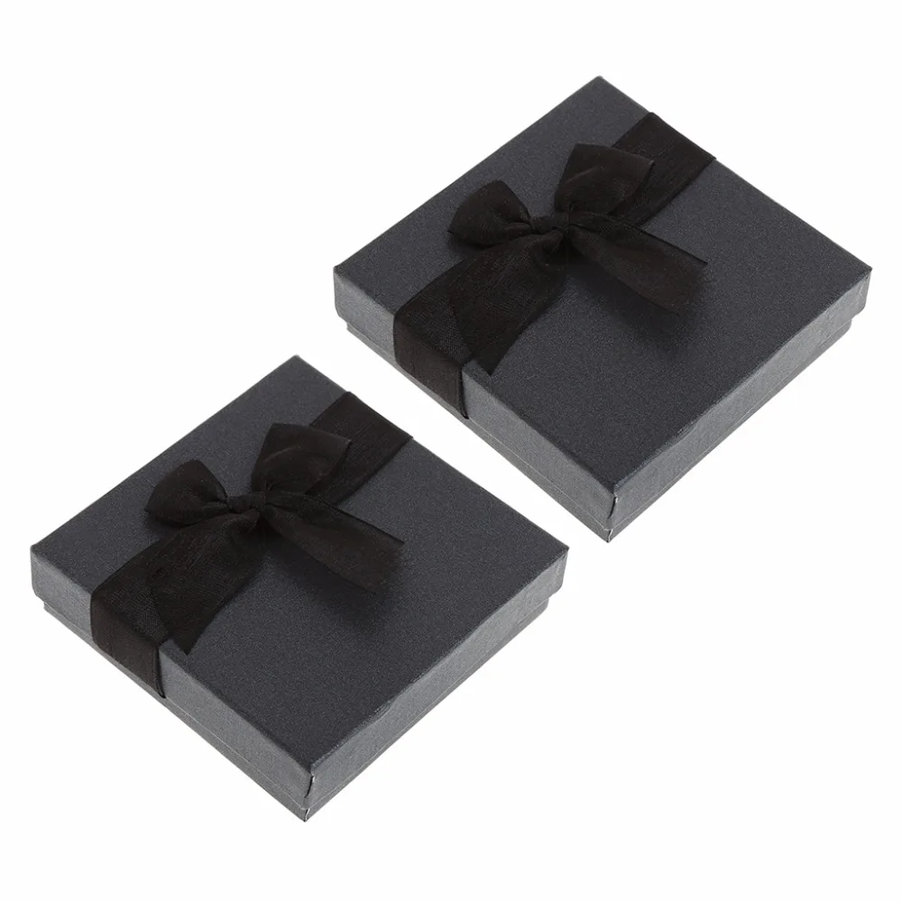 

2 Pcs Jewelry Box Bangle Packing Boxes Classic Black Bowknot Decoration Case Storage Container Organizer Gifts Bracelet Square