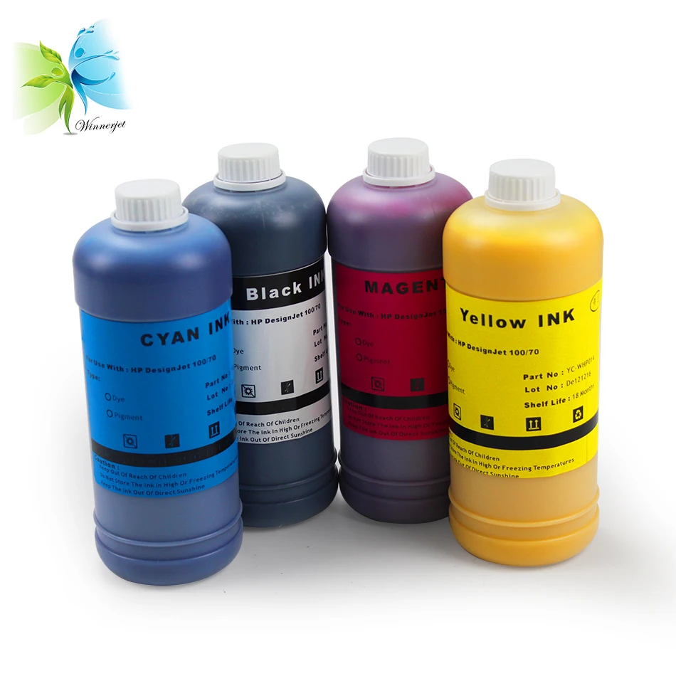 

WINNERJET 1000ml * BK C M Y Ink For HP10/11 Water Based Pigment Ink For HP Designjet 100