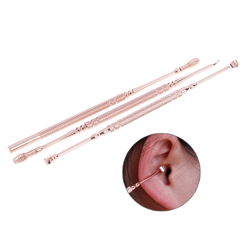 Hot 1pc Double-Ended Ear Pick Stainless Steel Spring Screw Dig Ear Clean Ear Wax Remover 3 Styles