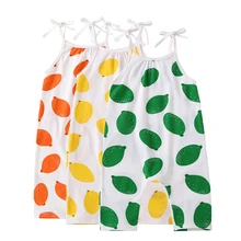 Новинка года; Летний комбинезон на бретельках без рукавов для малышей; детская одежда; комбинезон с принтом лимона и фруктов для девочек; подарок на день рождения