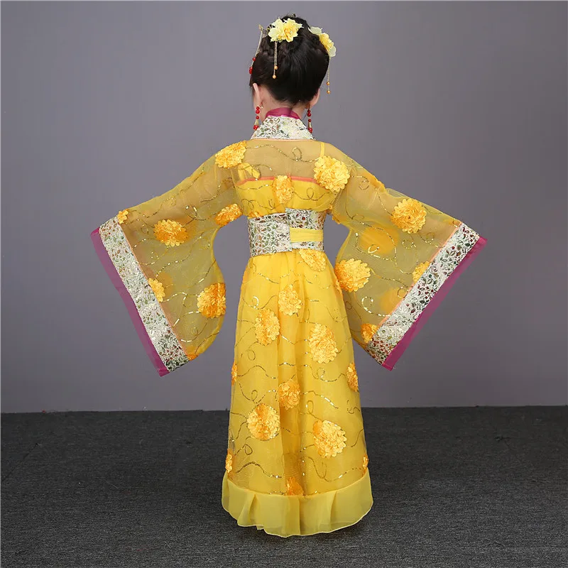 Новое Детское Китайский традиционный ханьфу платье для девочек император королева принцесса сценические Детские костюмы Тан костюм детский халат