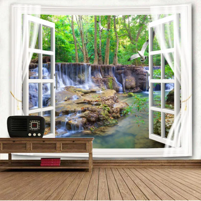Beautiful Wall Hanging Tapestry Forest Beautiful Waterfall Hd Scenery Beach Towel Nature Tenture Mural Polyester Carpet Beautiful Wall Hanging Tapestry Forest Beautiful Waterfall Hd Scenery Beach Towel Nature Tenture Mural Polyester Carpet