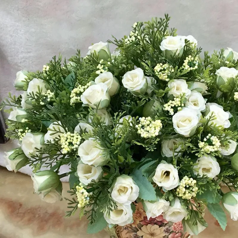 

Artificial Rose Flower Simulation Fake Plant Bunch Wedding Decoration Bridal Holding Fake Flowers Valentine's Day Gift Floral