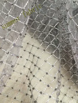 

African net lace fabric with Beads Latest bridal french tulle lace high quality for wedding party dress