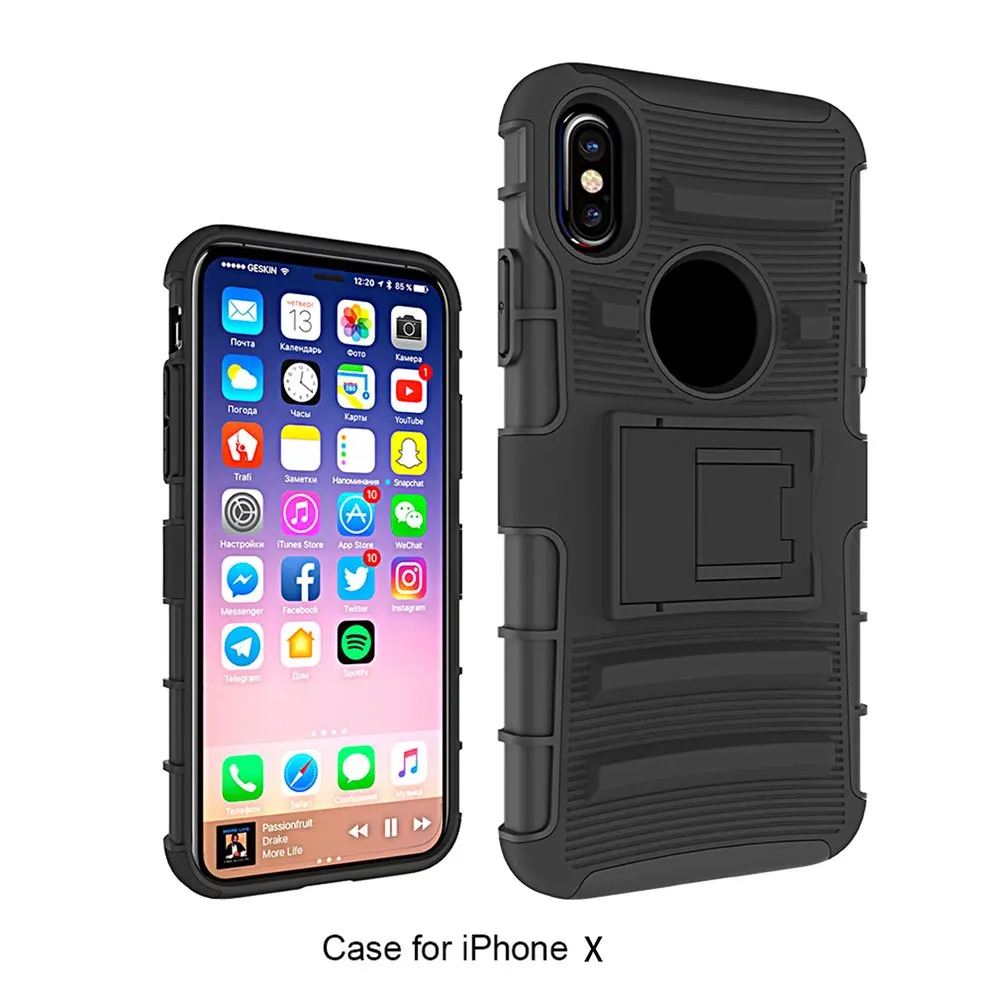 

10pcs Armor Case Back Clip Holder Rugged Shell Case For iPhone X