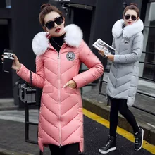 Fashion Women s Winter Coat Warm Cotton Down Coats PU Leather Fur Hooded Long Jacket For