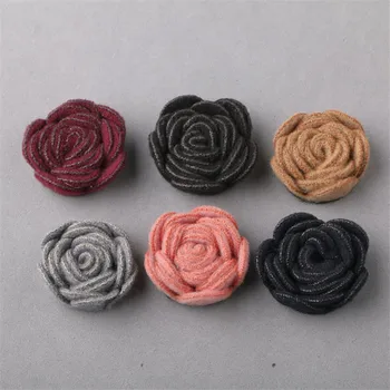 

Free Shipping 50PCS Flatback Wool Felt Rose Flower Button Patch Stickers for Girls Hair Jewelry Clips Headband Garment Handbag